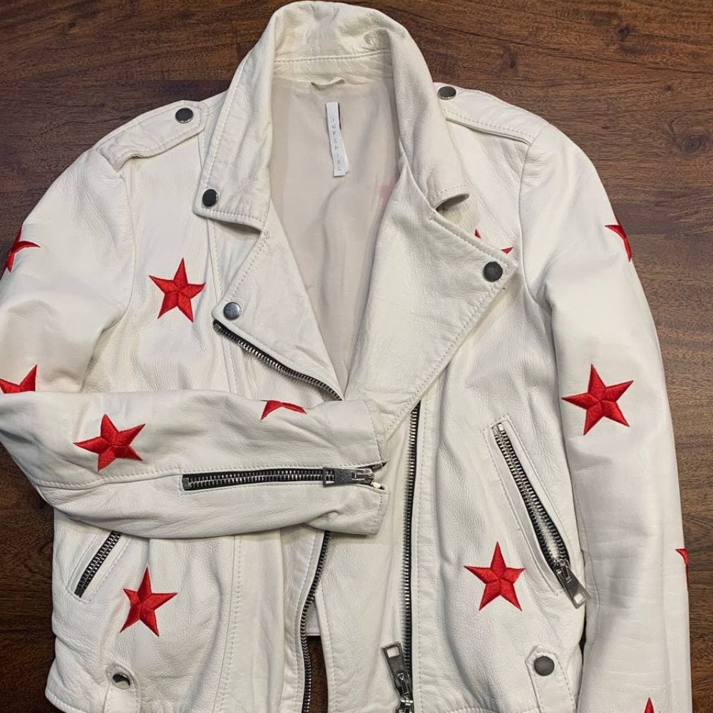 Imperial Real Leather White Jacket with Stars